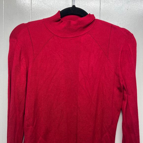 Tribal Mock Neck Pullover Red Long Sleeve Sweater Women's Size Medium - Picture 3 of 11